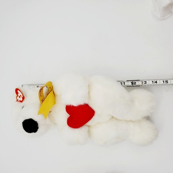 1997 Ty Beanie Baby 15 In. "Romeo" the Bear Holding Heart White Polar Stuffed - Picture 6 of 8
